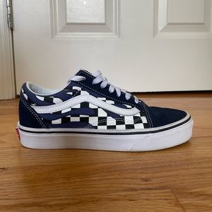 Blue Checkered Flame Old Skool Vans